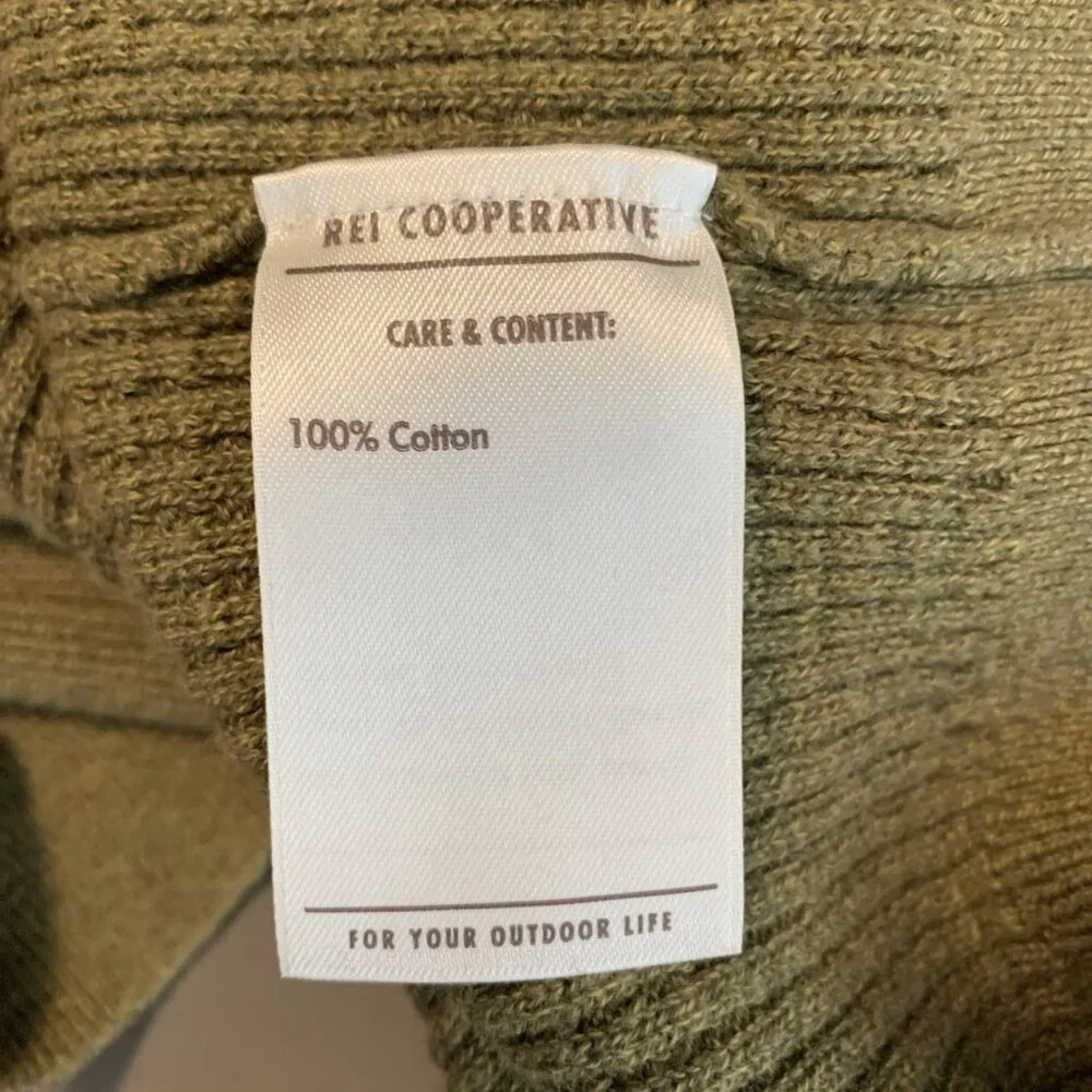 REI Womens M Sweater Pullover Waffle Knit Olive Green Wallace Lake Cotton - Picture 7 of 12